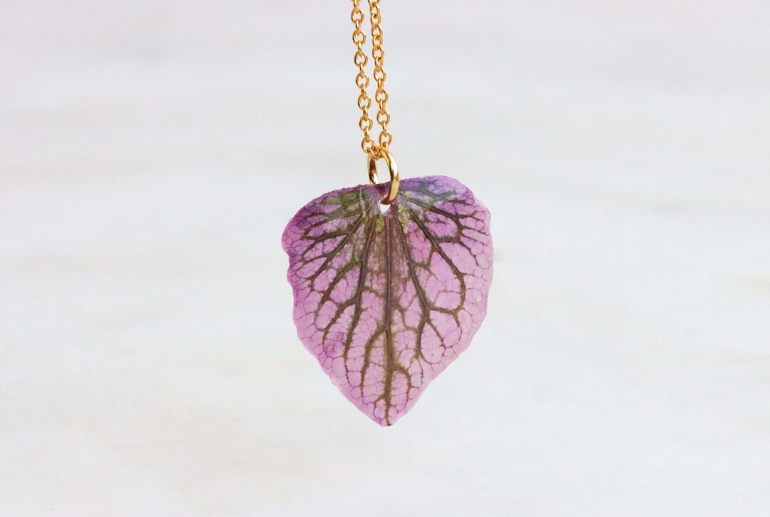 Pink Sage Leaf Necklace Real Pressed Pink Leaf in Resin Etsy