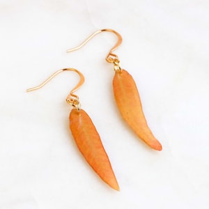 Real Leaf Earrings Coated with Resin, Nature-Inspired Lightweight Jewelry, Unique Gift for Her