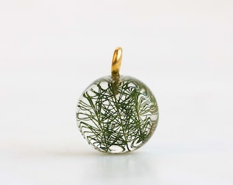 Nature Inspired Pendant with Real Green Leaves Inside, Nature Inspired Friendship Gift, Floral Charm, Delicate Gift
