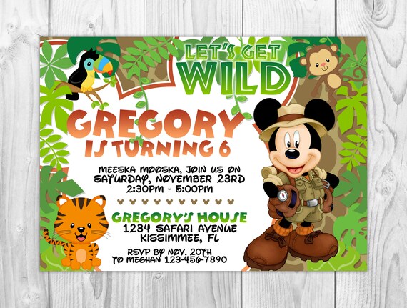 Digital File | Safari Mickey Invitation Il_570xn