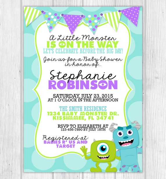 Monsters Inc Inspired Baby Shower Printable Invitation | Etsy