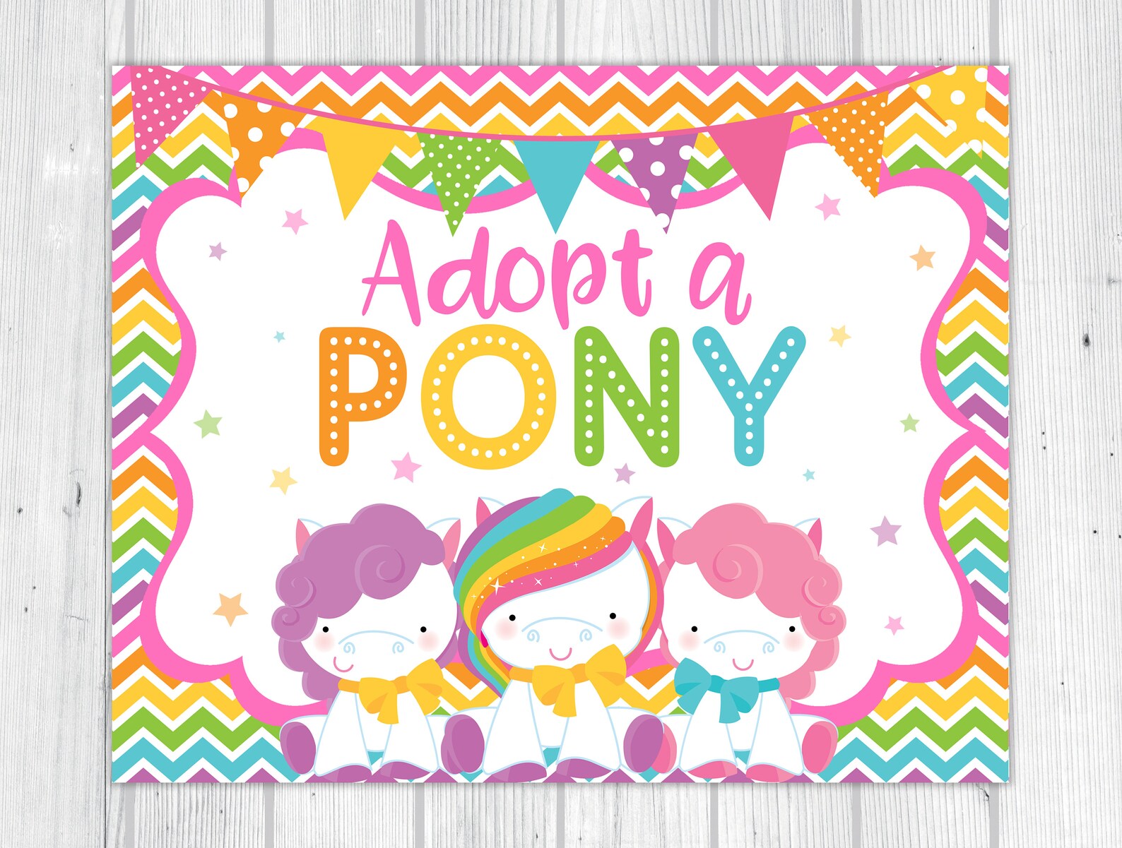 INSTANT DOWNLOAD: Adopt a Pony Printable Party Sign and | Etsy