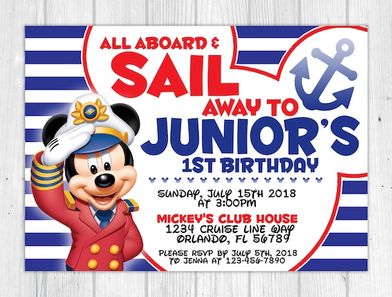 Nautical Mickey Mouse Influenced Printable Birthday Invitation image about Mickey Mouse Printable Birthday Invitations known as Nautical Mickey Mouse Encouraged Printable Birthday Invitation