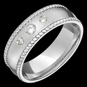 7mm wide comfort fit 10k white gold (solid not plated) diamond wedding band unisex