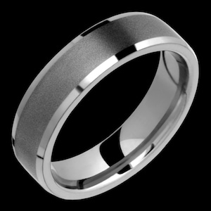Men&#39;s 6mm Half Round Comfort Fit Titanium Wedding band With Beveled Edges - SIZE 9-