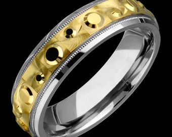 Mens Womens 6mm Two-Tone Comfort Fit 10K Solid Gold (not plated) Wedding Band Fashion Ring