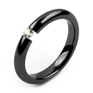 3.5mm Diagonal Tension Set Black Titanium Diamond Ring Custom Made