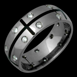8mm Titanium & Diamond Matrix Ring Custom Made Unisex
