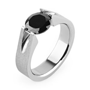 5mm Titanium & Black CZ Tension Set Ring Custom Made