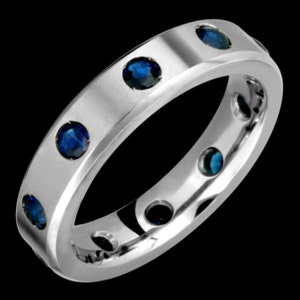 5mm Titanium & Sapphire Eternity Ring Custom Made For Him or Her