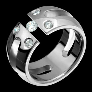 10mm Tension Set Titanium & Diamond Ring Custom Made Unisex