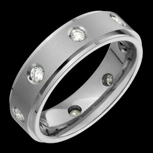 6mm Titanium & Blue Topaz Ring Custom Made Unisex