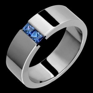 7mm Titanium & Tanzanite Tension Set Ring Custom Made