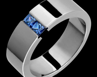 7mm Titanium & Tanzanite Tension Set Ring Custom Made