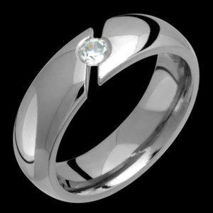 6mm Titanium & Diamond Tension Set Ring Custom Made