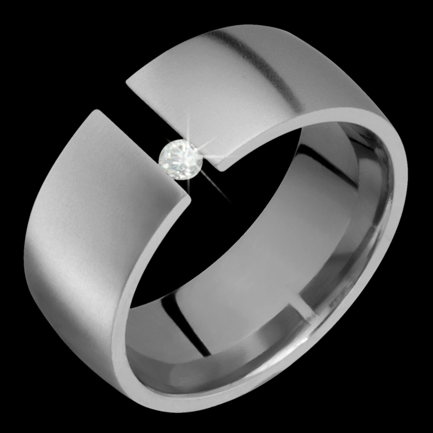 Titanium Tension Set Diamond Rings