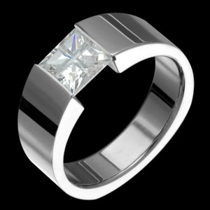 6mm Titanium & Ruby Tension Set Ring Custom Made