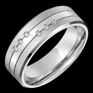 7mm wide comfort fit 10k white gold (solid not plated) diamond wedding band unisex