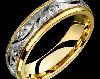 6mm Two-Tone Comfort Fit 10K Solid Gold (not plated) Wedding Band Fashion Ring