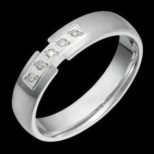 5mm wide comfort fit 10k white gold (solid not plated) diamond wedding band unisex