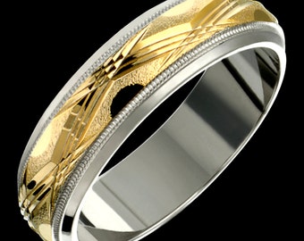 6mm Two-Tone Comfort Fit 10K Solid Gold (not plated) Wedding Band Fashion Ring