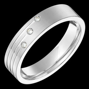 7mm wide comfort fit 10k white gold (solid not plated) diamond wedding band unisex