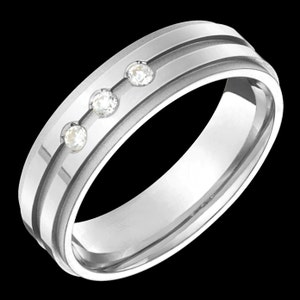 6mm wide comfort fit 10k white gold (solid not plated) diamond wedding band unisex
