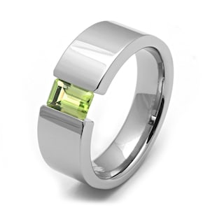 7mm Tension Set Titanium & Peridot Ring Custom Made