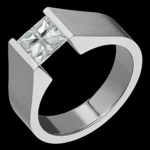 7mm Titanium & Cubic Zirconium Tension Set Ring Custom Made
