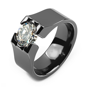 7mm Black Titanium & CZ Tension Set Ring Custom Made