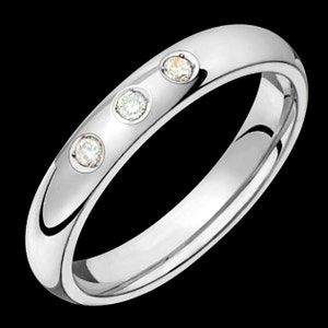 4mm wide comfort fit 10k white gold (solid not plated) diamond wedding band unisex