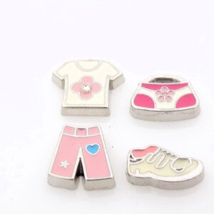 Set of 4 Floating Locket charms, fashion, outfit, pink, sneakers, clothing charm
