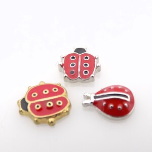 Set of 3 Ladybug themed locket Charms Floating locket accessory