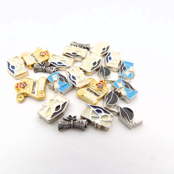 Wholesale Graduation Floating Locket Charms Every Charm shown in the photo for a total of 21