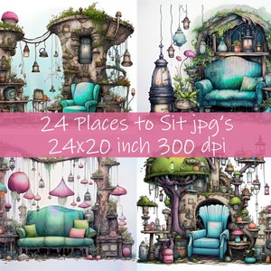 A place to sit Printable, Sitting room art, Whimsical art, Stock Images, Digital Download, Scrapbooking, Personal, Commercial Use