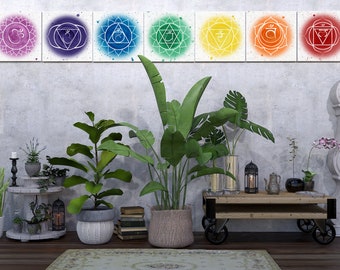 7 Chakras Printable Wall Art, Chakra Printables, Chakras, Wall Art, Zen, Yoga