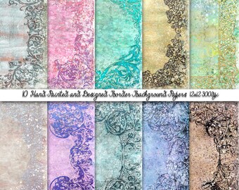 Grungy Vintage Boarders, Printable papers,commercial use, Scrapbook papers, Graphic Papers, Scrap booking papers.