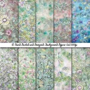 Fonds d'écran floraux chics, papiers numériques shabby, papier de couleur d'eau, papier de réservation de ferraille, paquet de papier de ressort, utilisation personnelle et commerciale