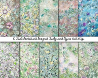Chic Floral Wallpapers, Shabby Digital Papers, Water Color Paper, Scrap booking paper,Spring Paper Pack, Personal and Commercial Use