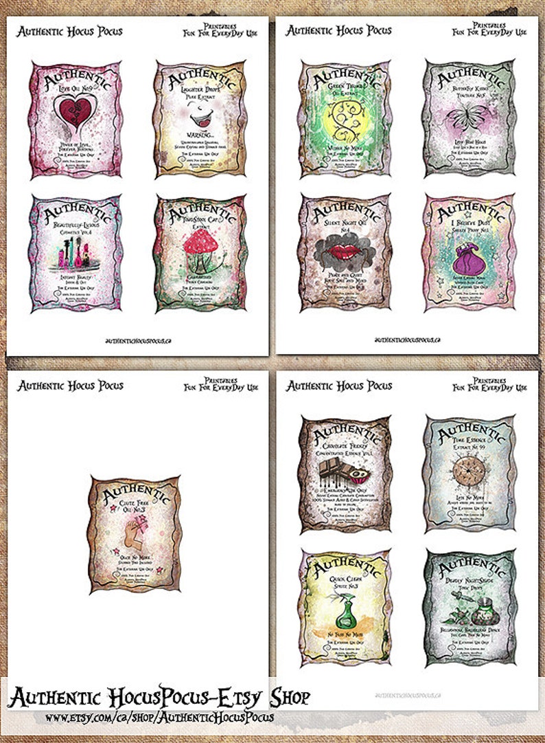 Digitally Painted Potion Labels, Fun Labels, Party Labels,printable ...