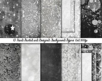 Vintage Black N White Wall Papers, Black N White  Grunge Digital Papers, , Scrap booking paper,Black N White Wedding Papers, PU/CU