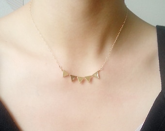 Gold Triangle Necklace, Geometric Jewelry, triangle banner necklace, Triangle Necklace