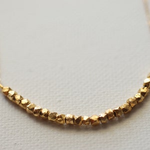 Gold Nugget Necklace, 14k gold Vermeil Nuggets,Gold Nuggets Necklace Dainty Gold Nuggets Necklace,Gold Bead Necklace,sideways bead necklace image 4