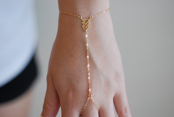 Triangle Finger Bracelet - 14 Karat Gold Bracelet - Boho Gold Jewelry –  MOSUO