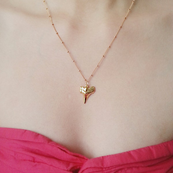 Gold Shark tooth Necklace, 22kt gold Shark Tooth, Dainty Shark tooth Necklace,Shark tooth Pendant,Layer Shark Tooth,Shark Tooth Jewelry