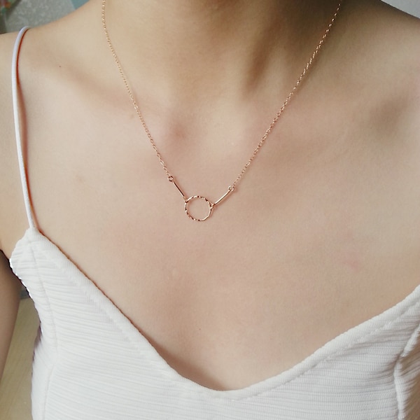 Gold Karma Necklace, Karma Necklace, Dainty Circle necklace, 14k Gold Fill or Sterling Silver, Delicate Chain / Dainty Circle Outline