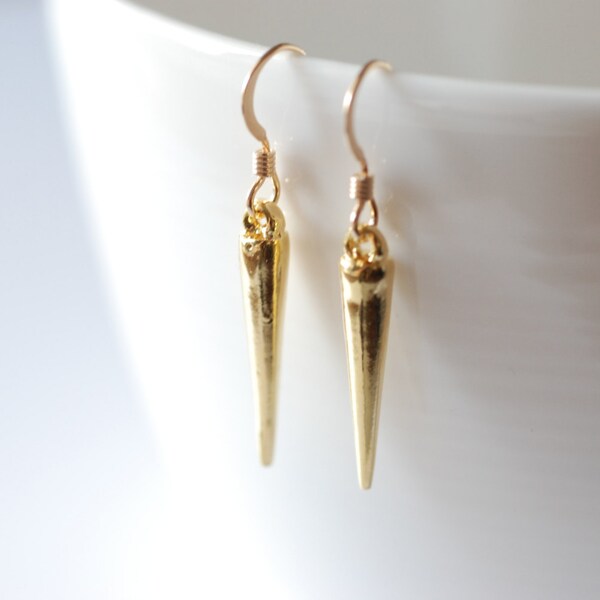 Gold Dagger Spear Earrings, 24k gold Dagger Earrings,Spear Earrings,stick earrings,gold bar earrings,needle earrings,gold spike earrings