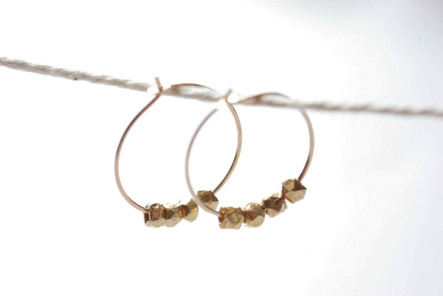 gold nugget hoop earrings