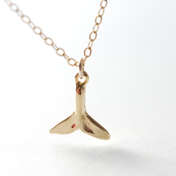 Gold whale tail necklace - whales tale - whale tail necklace, dolphin tail