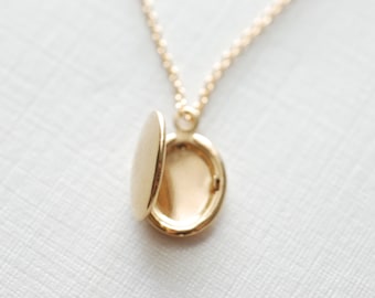 Gold Locket Necklace- Heirloom Locket, Dainty Locket Necklace, Gold Locket Gift Simple Everyday Jewelry by HeirloomEnvy